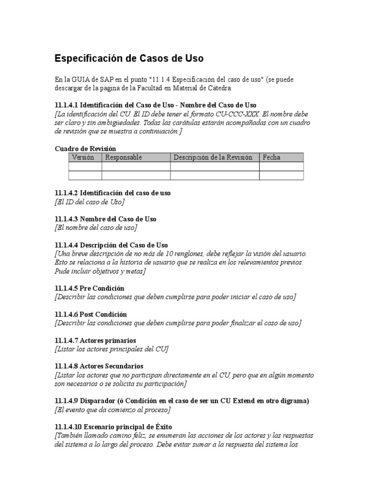 Especificación de Casos de Uso SAP | PDF | Caso de uso | Usabilidad