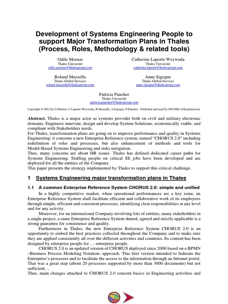 Development of Systems Engineering People To Support Major ...