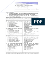 PRUEBA DE LENGUAJE Y COMUNICACIÓN - Género Lírico-8º-2015