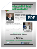 A Flyer Promoting The Greater Boston John Birch Society's 2015 Christmas Breakfast Saturday Dec 12, 2015