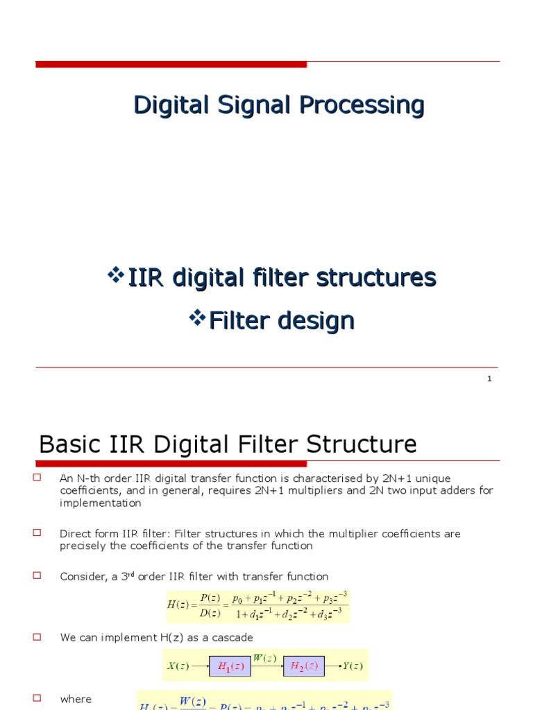 IIR Digital Filter Structures Explained | PDF | Digital Signal ...