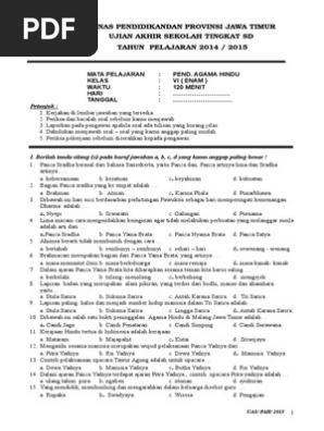 Soal Soal Ujian Agama Hindu 2015