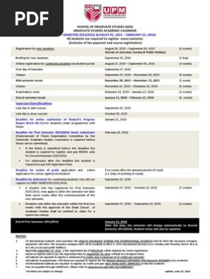 Upm Calendar 2015 2016 Pdf Academic Term Thesis