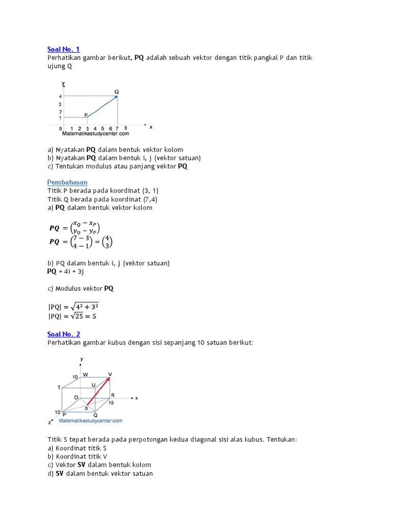 Contoh Soal Soal Vektor Matematika Kelas 10 Dan Pembahasan