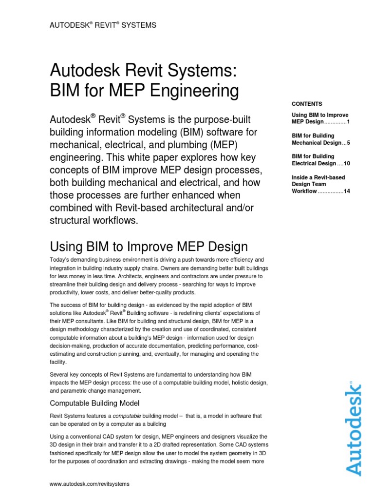 Whitepaper Revit Systems Bim For Mep Engineering | PDF | Autodesk Revit ...