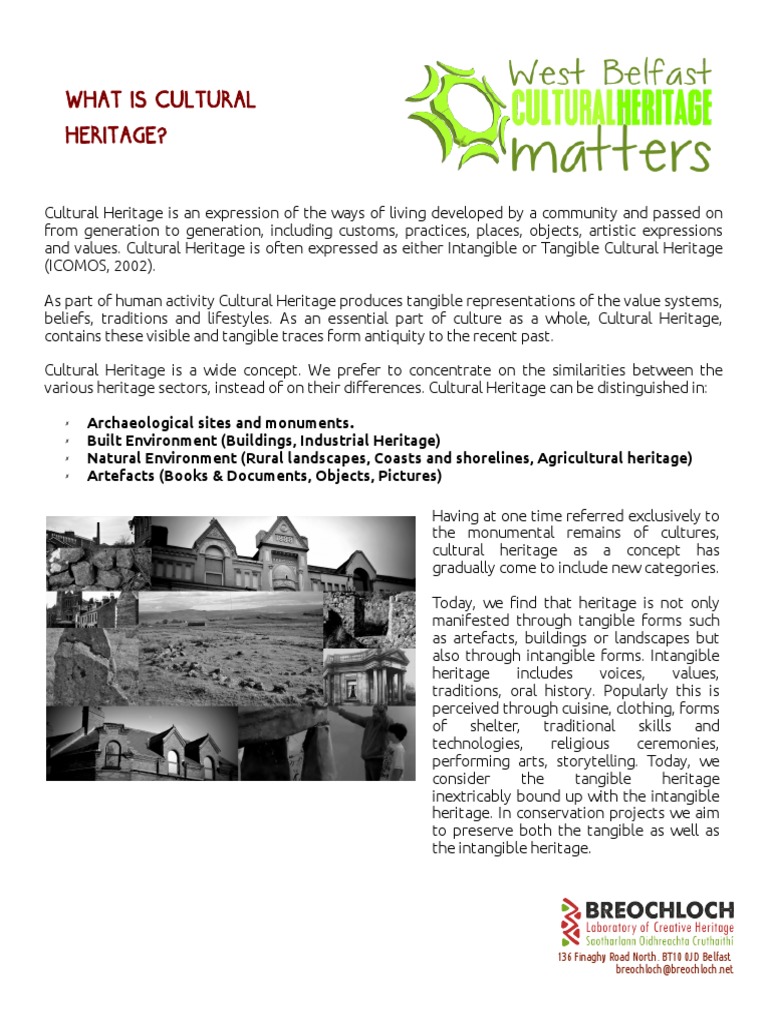 Defining Cultural Heritage Exploring the Tangible and Intangible Elements of a Community's