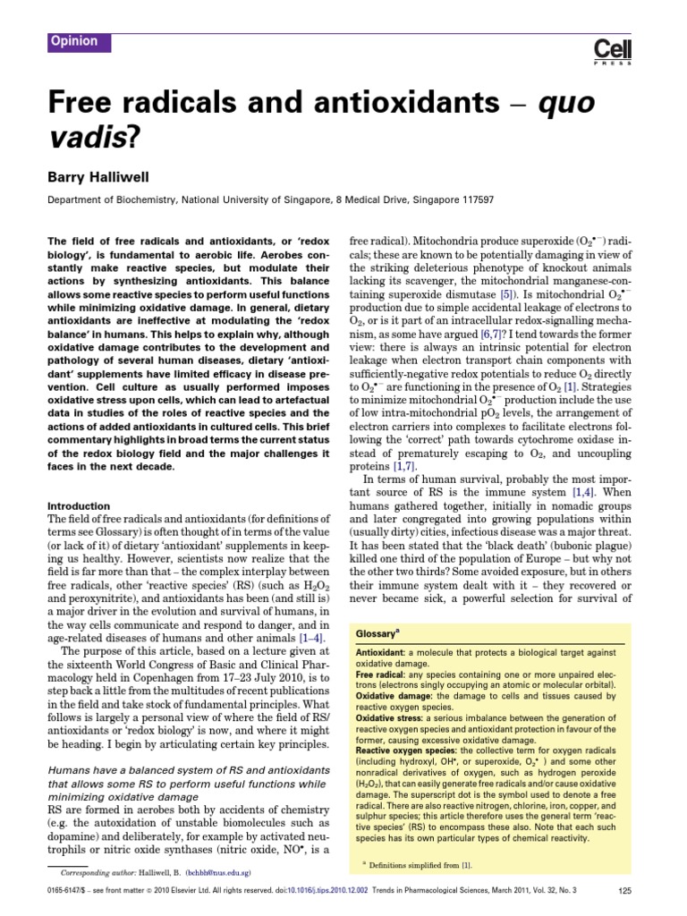 Free Radicals and Antioxidants Overview | PDF | Oxidative Stress ...