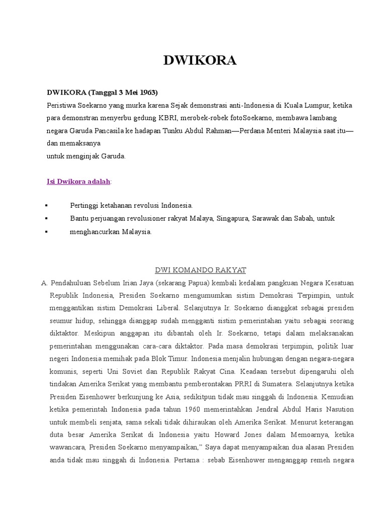 Apa Itu Dwikora, Trikora, Ttritura