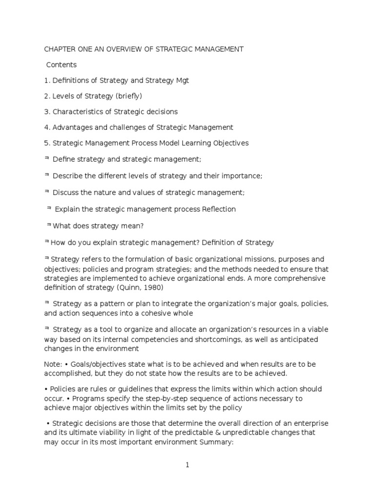 Overview of Strategic Management | PDF | Strategic Management | Goal