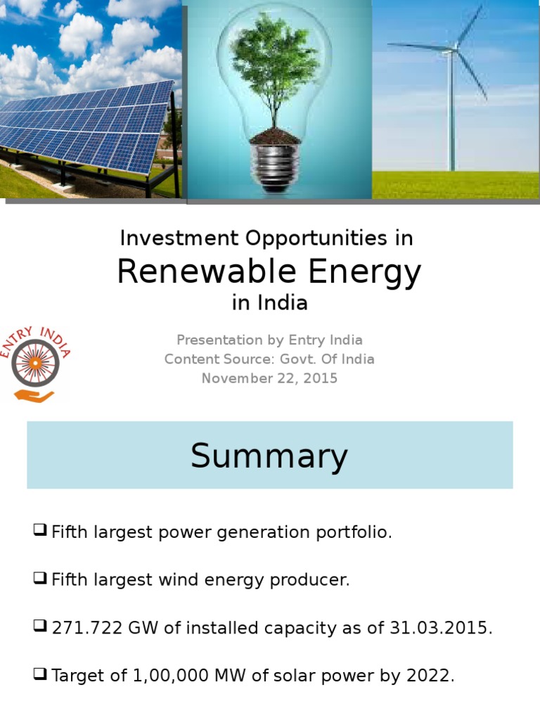 Investment in Renewable Energy India | PDF | Renewable Energy | Solar Power