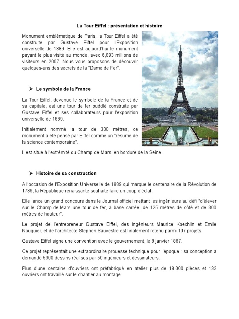 Histoire et secrets de la Tour Eiffel | PDF | Science | Ingénierie