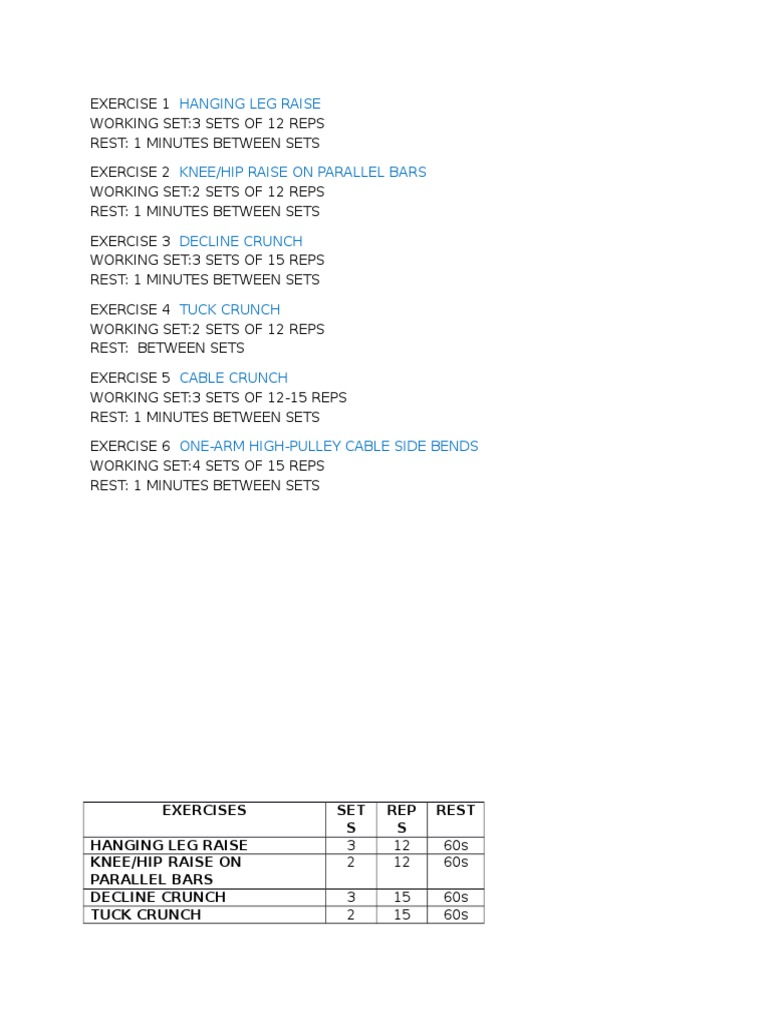 Abs Workout | PDF | Teaching Methods & Materials