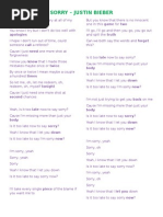 Download SORRY - Justin Bieber Lyric - fill in the gaps by Shirley Castillo SN291368331 doc pdf