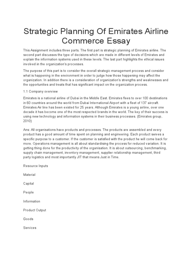 Emirates Airline Strategy Analysis | PDF | Operations Management | Business