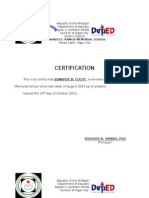 Certification: Bernardo E. Ramos Memorial School
