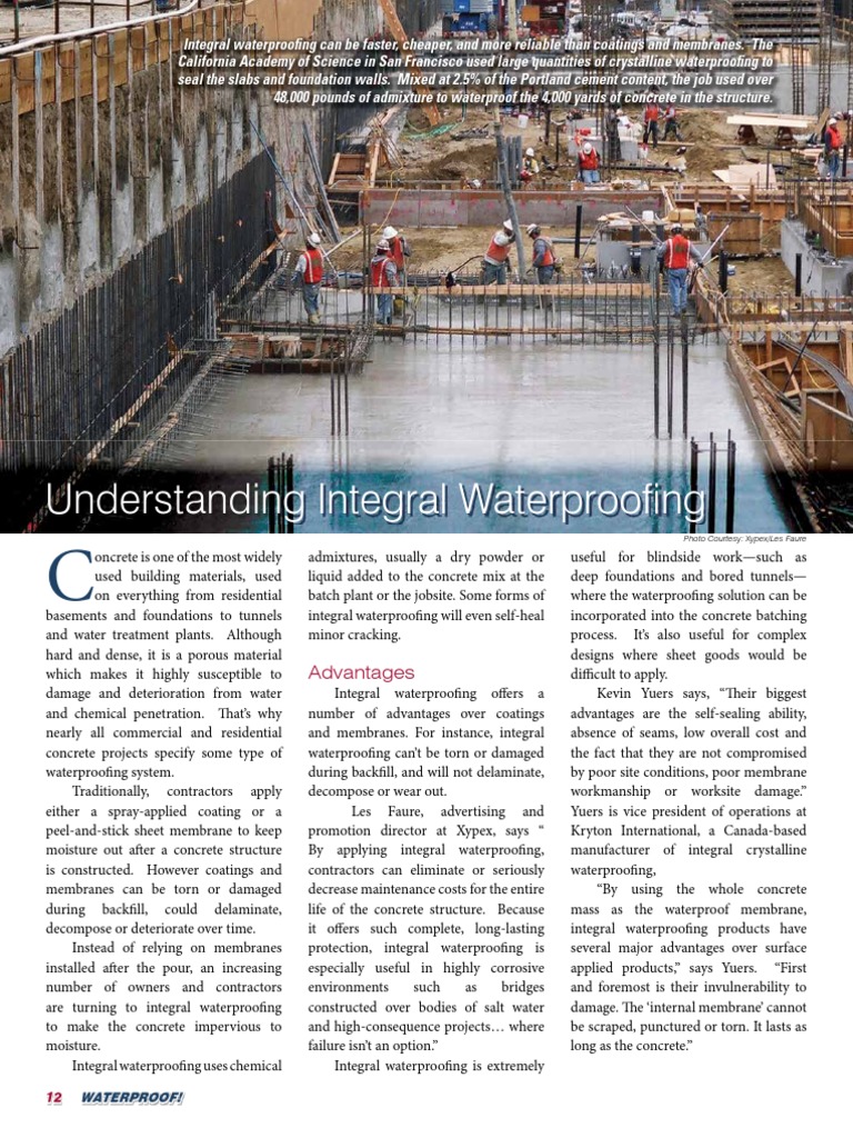 Integral Waterproofing for Concrete | PDF | Concrete | Silicon Dioxide