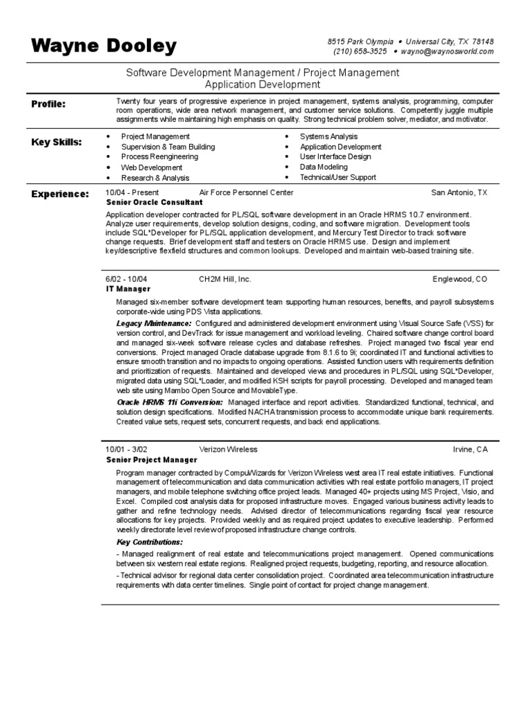 Doc in oracle professional resume