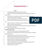 Geography Revision - I: Questions On The Climate of India