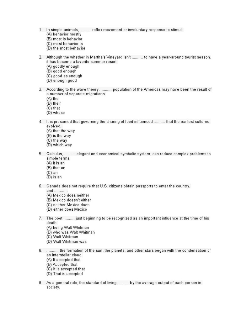 MCQ Practice for English Proficiency | PDF
