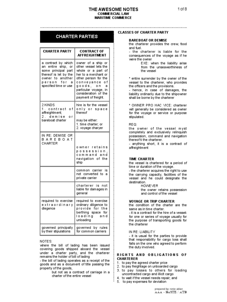 Transportation Law Shipping Common Law