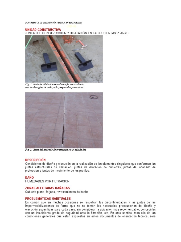 Juntas de Dilatación en Cubiertas Planas | PDF | Techo | Ingeniería ...