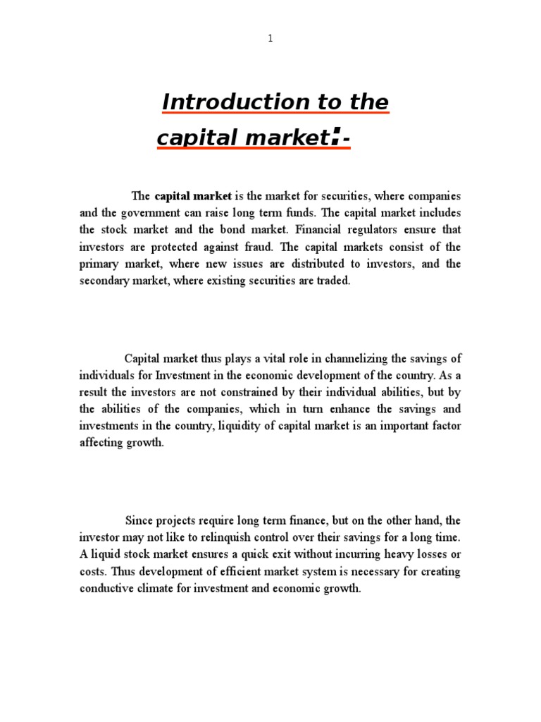 Overview of Capital Markets and Trading | PDF | Financial Markets ...