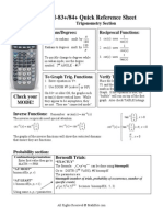 TI-83+/84+ Quick Reference Sheet for Trig, Graphing, and Probability