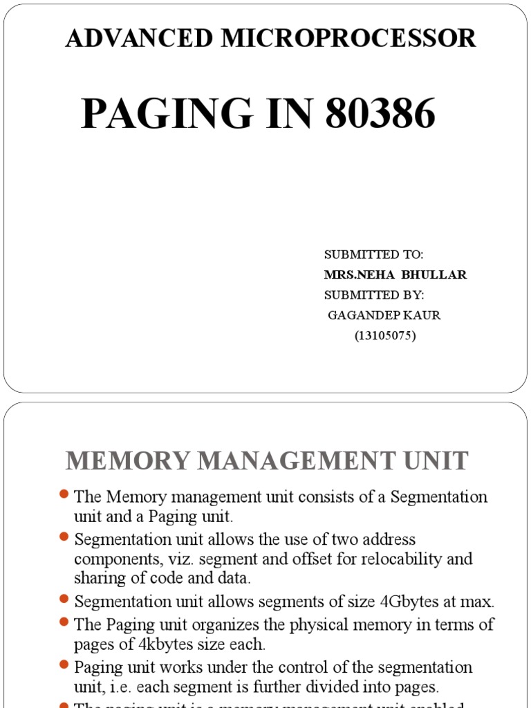 Paging in 80386 PDF Computer Data Storage Computer Hardware