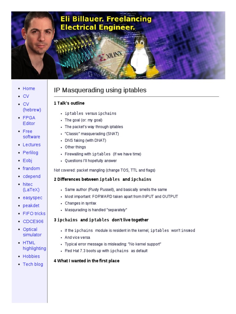 Configuring IP Masquerading and Firewalling Using Iptables PDF