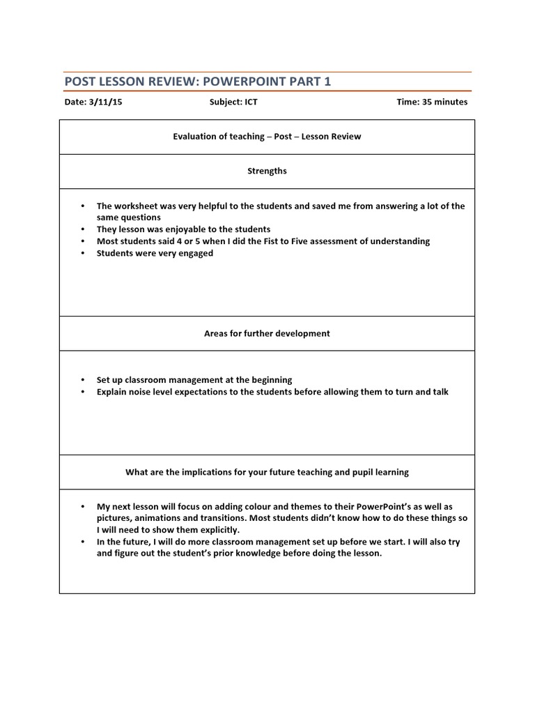 PowerPoint Lesson Review Insights | PDF | Self-Improvement