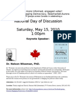National Day of Discussion Saturday, May 15, 2010 1:00pm