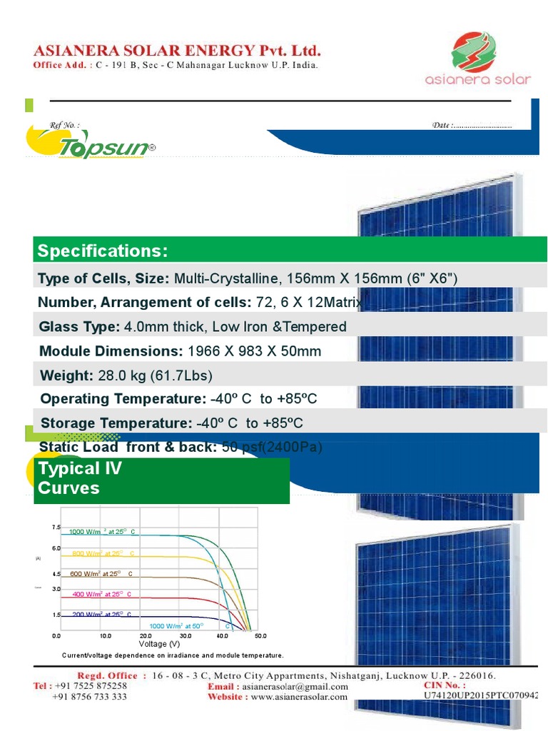 Solar Module Specifications Overview | PDF | Renewable Energy ...