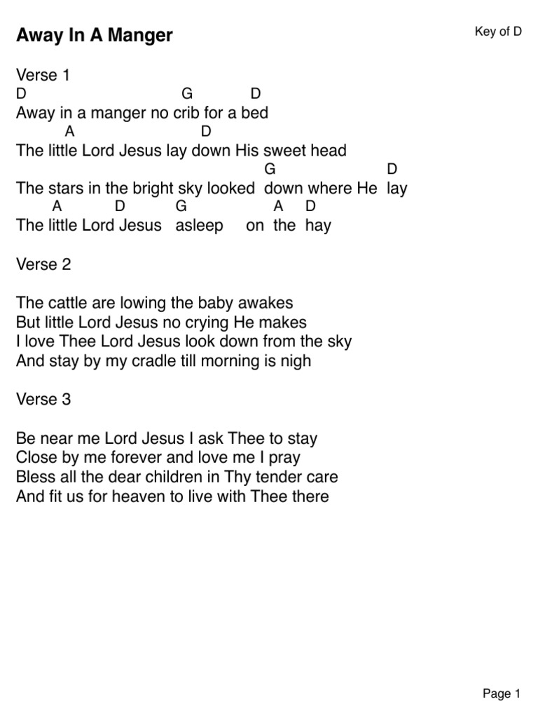 away in a manger lyrics & chords | pdf