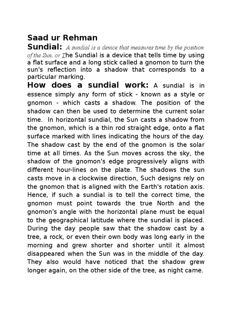 How Sundials Work and Their Types | PDF