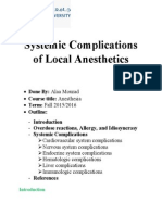 Systemic Complications of Local Anesthetics