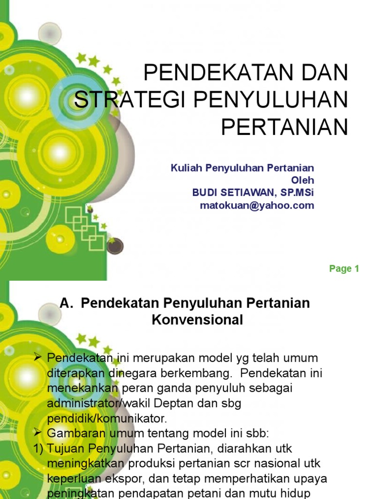Pendekatan Dan Strategi Penyuluhan Pertanian
