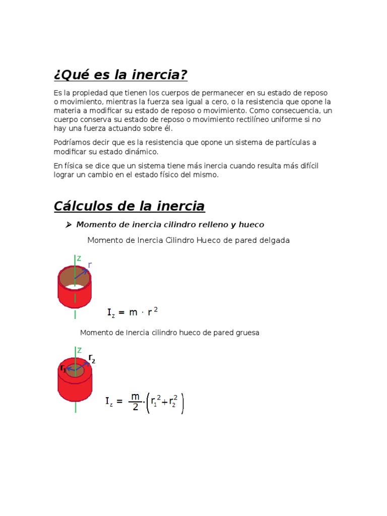 Conceptos y Cálculos de Inercia | PDF | Inercia | Movimiento (física)