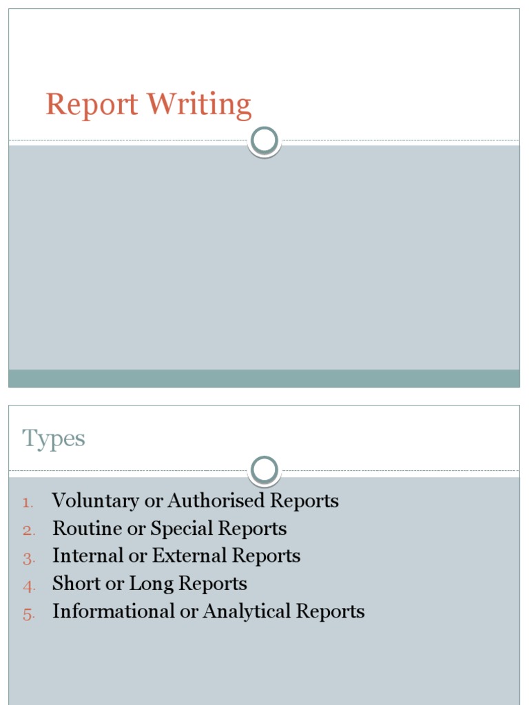 What are the four types of report writing