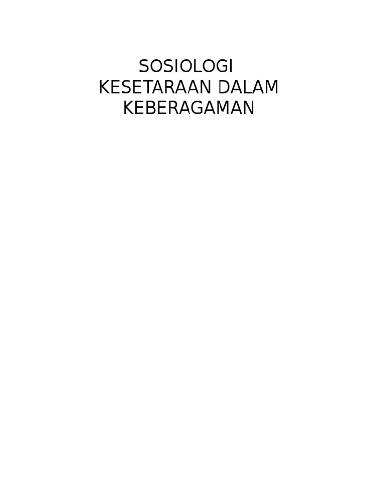 Sosiologi Makalah Kesetaraan Sosial