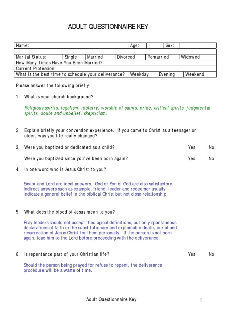 Adult Questionnaire Key | PDF | Forgiveness | Anger