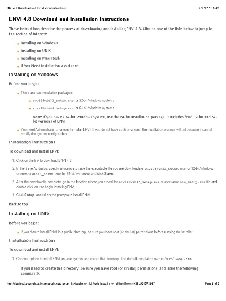 ENVI 4.8 Download Guide | PDF | Superuser | Microsoft Windows