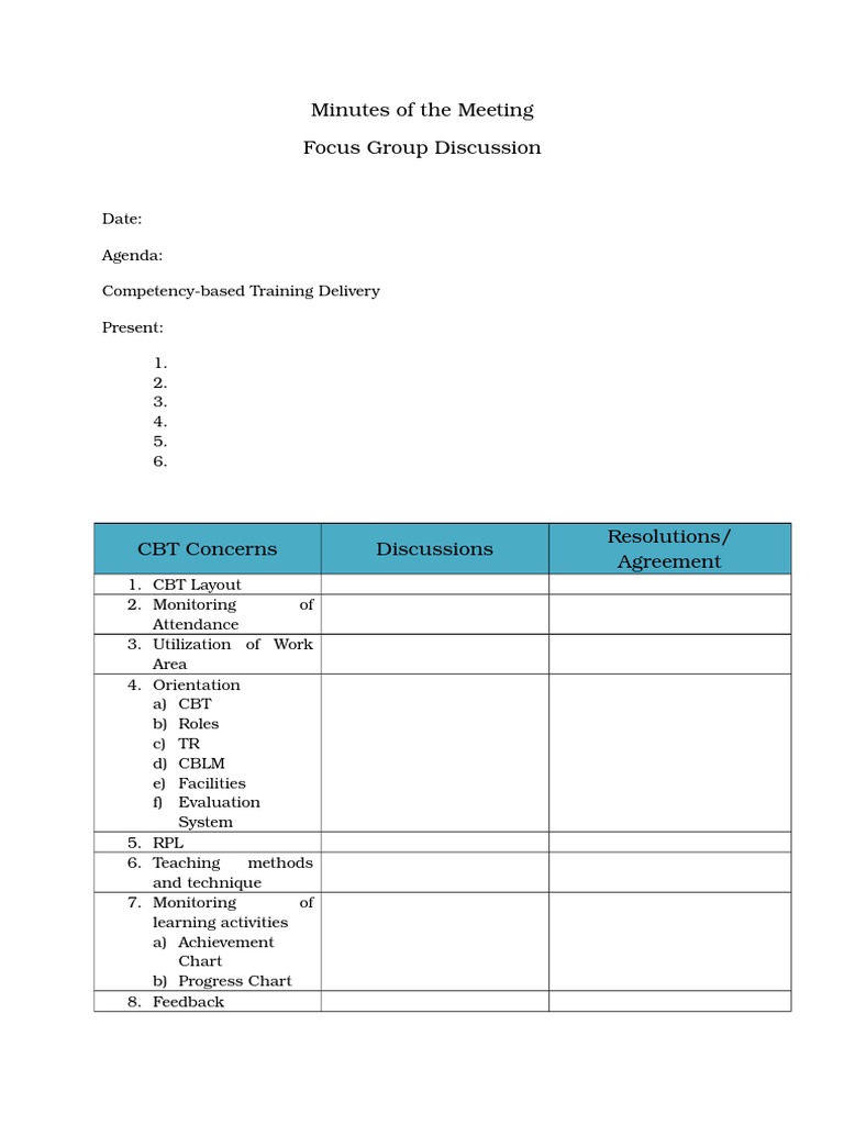 Minutes of The Meeting Focus Group Discussion | PDF | Career & Growth