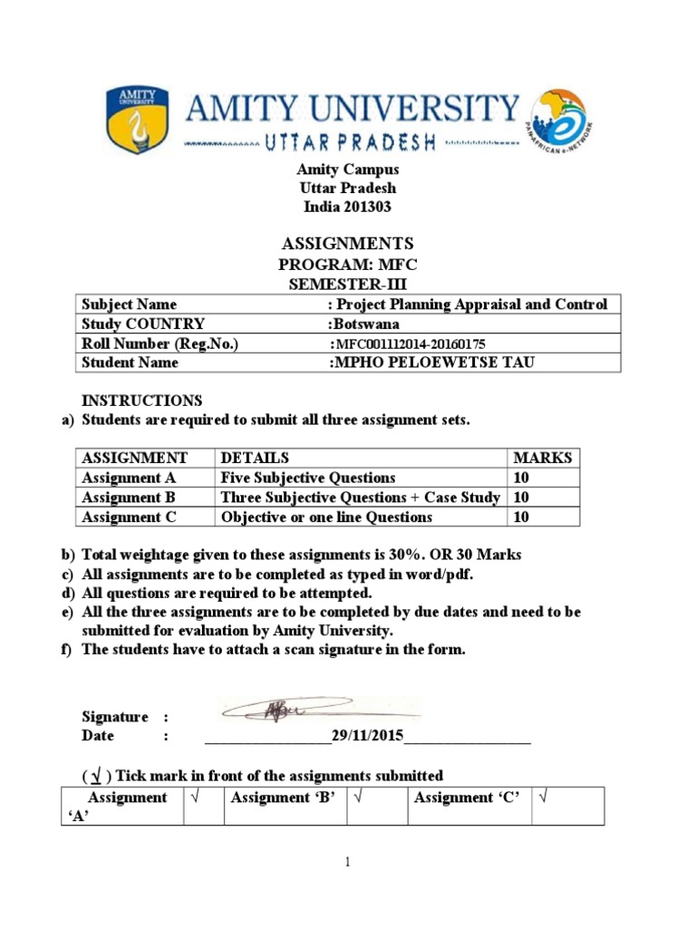 Project Planning Appraisal And Control