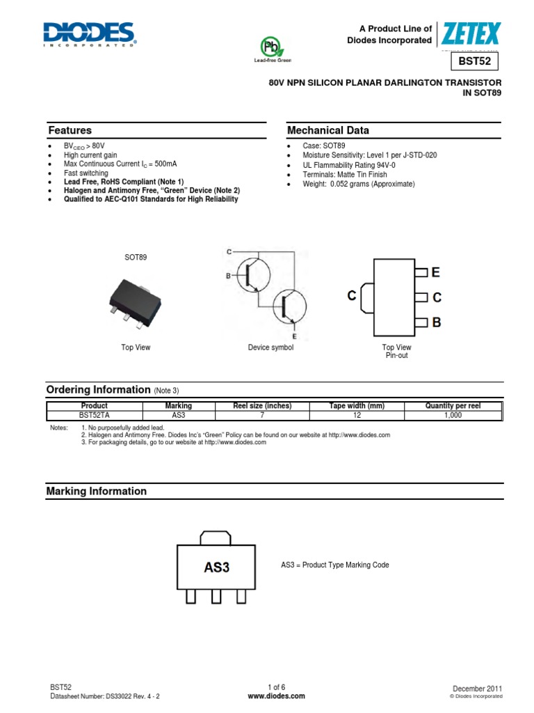 AS3 Smd Marking Code Bipolar Junction Transistor Electrical