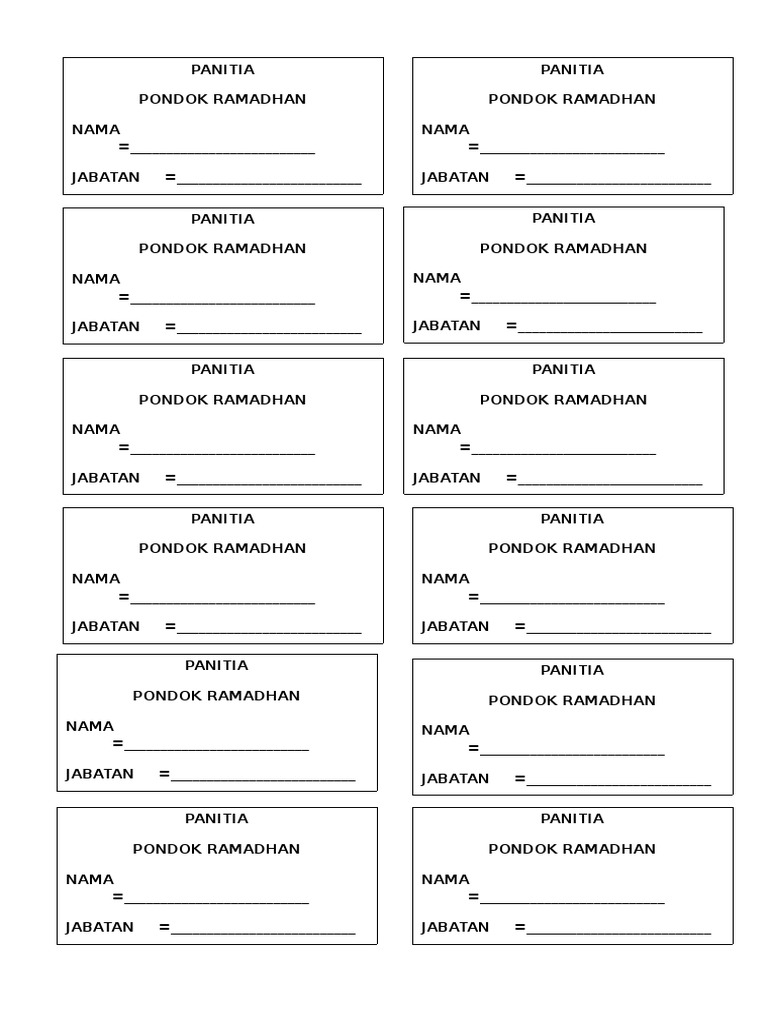 Panitia Pondok Ramadhan Form Template | PDF | Business | Finance ...