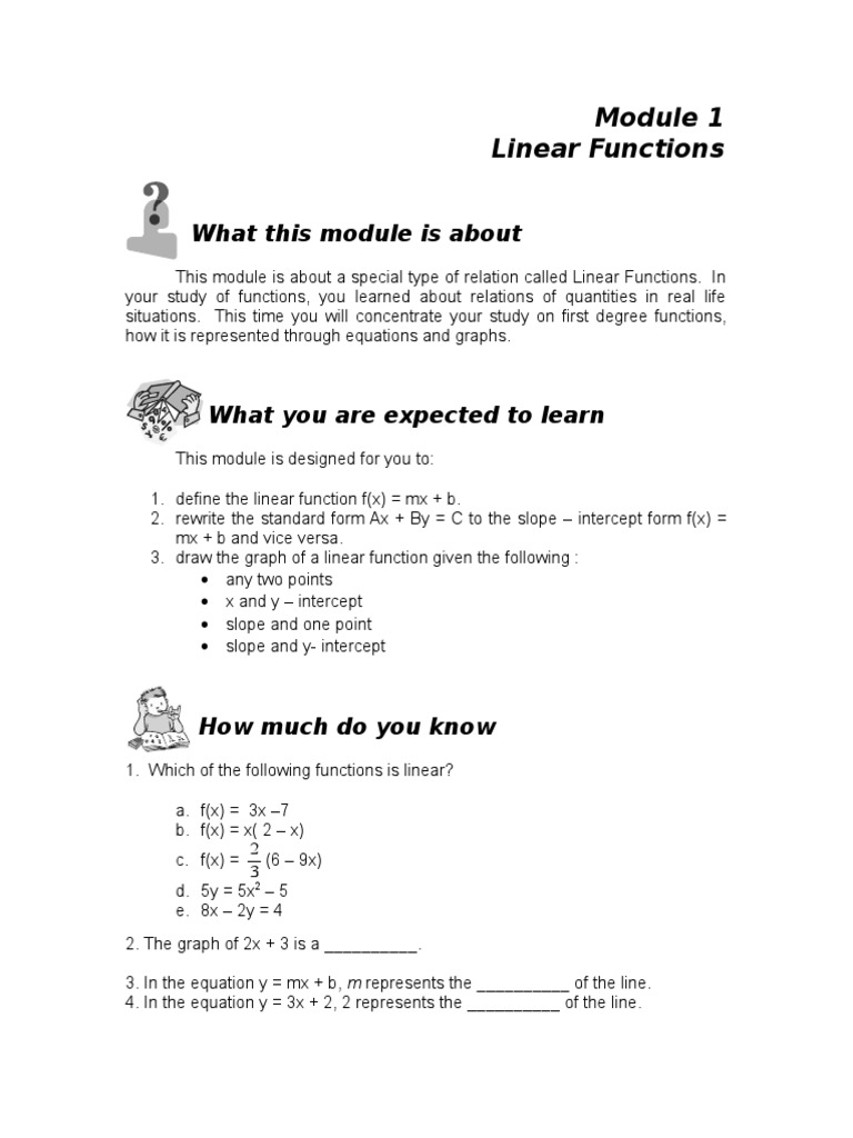 Module 1 Linear Functions Line Geometry Algebra
