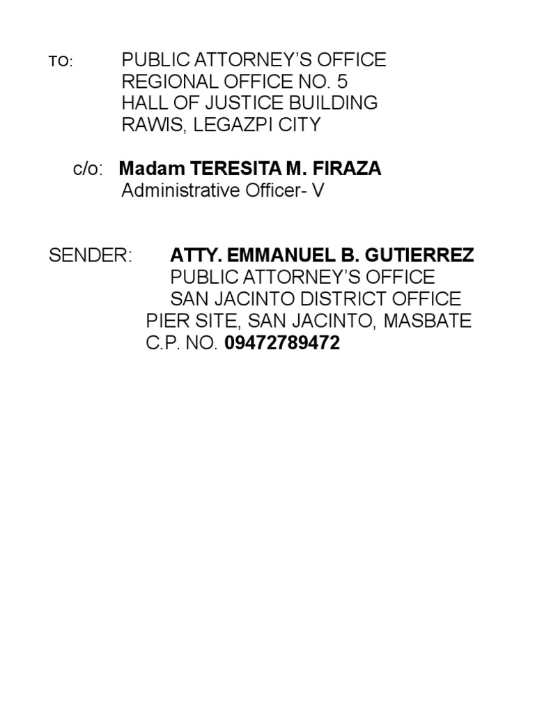 Correspondence from San Jacinto Office | PDF