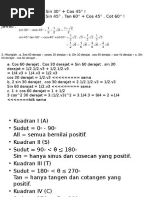 Matematika Trigonometri Sudut Istimewa