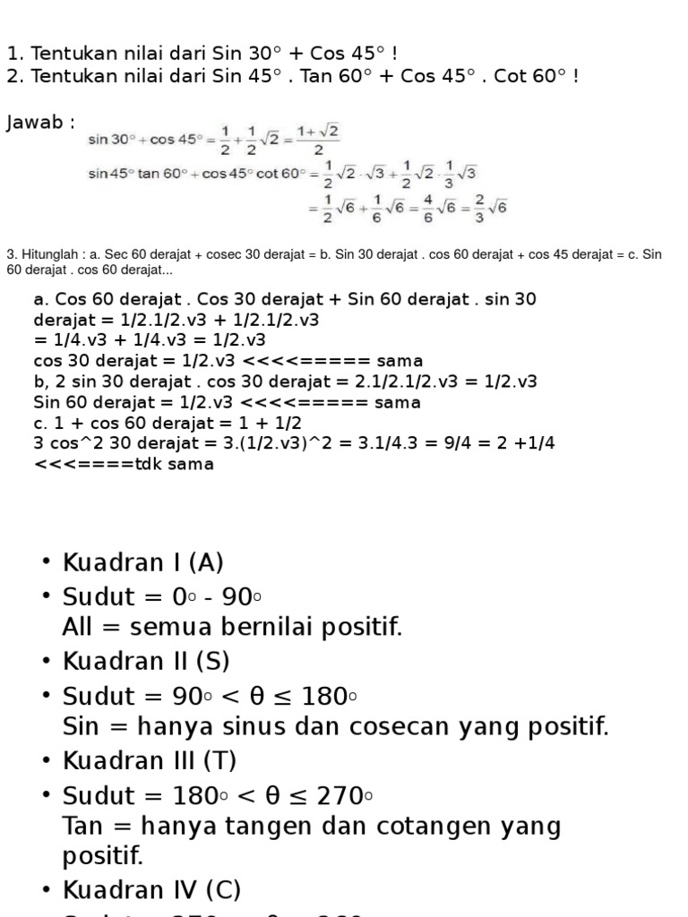 Matematika Trigonometri Sudut Istimewa