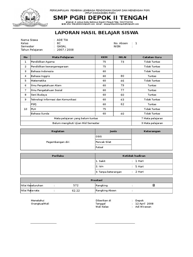 Rapor | PDF | Karier & Perkembangan | Komputer